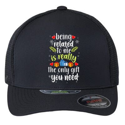 Being Related To Me Funny Christmas Family Xmas Pajamas Flexfit Unipanel Trucker Cap