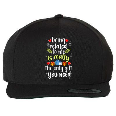 Being Related To Me Funny Christmas Family Xmas Pajamas Wool Snapback Cap