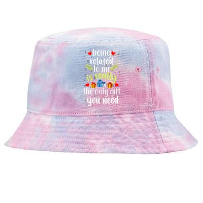 Being Related To Me Funny Christmas Family Xmas Pajamas Tie-Dyed Bucket Hat