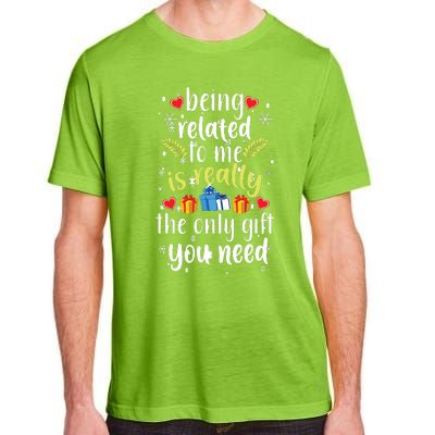 Being Related To Me Funny Christmas Family Xmas Pajamas Adult ChromaSoft Performance T-Shirt