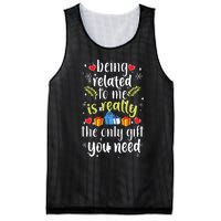 Being Related To Me Funny Christmas Family Xmas Pajamas Mesh Reversible Basketball Jersey Tank