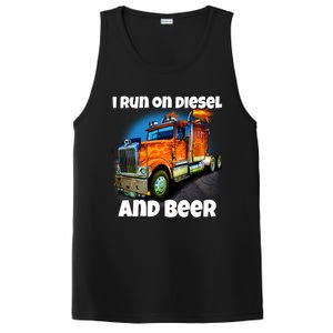 Big Rig Trucker I Run On Diesel And Beer Semi Truck Driver Gift PosiCharge Competitor Tank