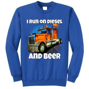 Big Rig Trucker I Run On Diesel And Beer Semi Truck Driver Gift Sweatshirt