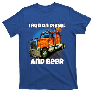 Big Rig Trucker I Run On Diesel And Beer Semi Truck Driver Gift T-Shirt