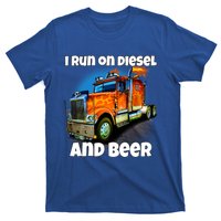 Big Rig Trucker I Run On Diesel And Beer Semi Truck Driver Gift T-Shirt