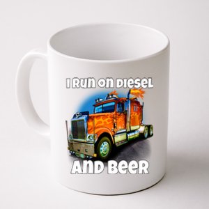 Big Rig Trucker I Run On Diesel And Beer Semi Truck Driver Gift Coffee Mug