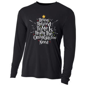 Being Related To Me Funny Family Matching Christmas Pajamas Cooling Performance Long Sleeve Crew