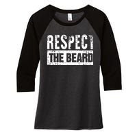 Beard : Respect The Beard Women's Tri-Blend 3/4-Sleeve Raglan Shirt