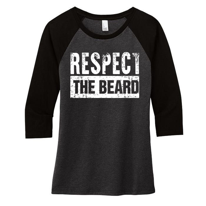 Beard : Respect The Beard Women's Tri-Blend 3/4-Sleeve Raglan Shirt