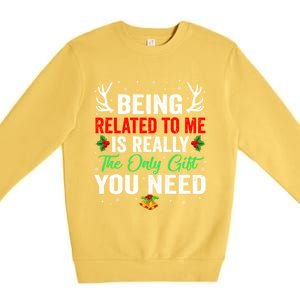 Being Related To Me Funny Christmas Meaningful Gift Family Gift Premium Crewneck Sweatshirt