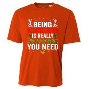 Being Related To Me Funny Christmas Meaningful Gift Family Gift Cooling Performance Crew T-Shirt