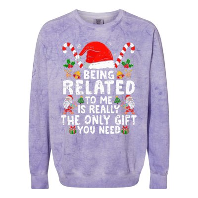 Being Related To Me Funny Christmas Family Xmas Pajamas  Colorblast Crewneck Sweatshirt