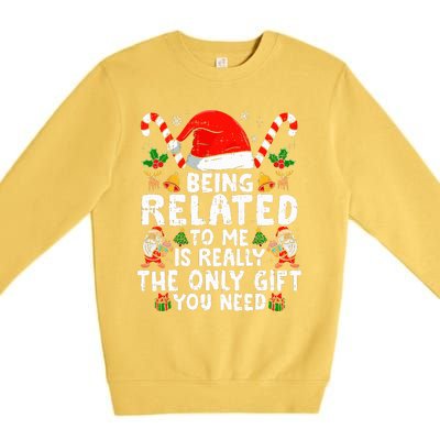 Being Related To Me Funny Christmas Family Xmas Pajamas  Premium Crewneck Sweatshirt