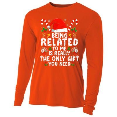 Being Related To Me Funny Christmas Family Xmas Pajamas  Cooling Performance Long Sleeve Crew