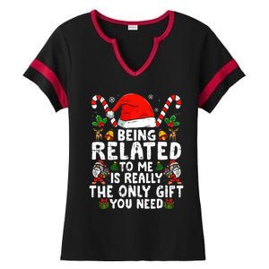 Being Related To Me Funny Christmas Family Xmas Pajamas  Ladies Halftime Notch Neck Tee