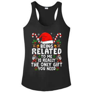 Being Related To Me Funny Christmas Family Xmas Pajamas  Ladies PosiCharge Competitor Racerback Tank