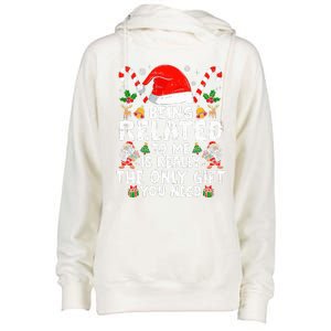 Being Related To Me Funny Christmas Family Xmas Pajamas  Womens Funnel Neck Pullover Hood