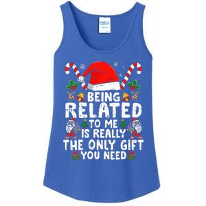 Being Related To Me Funny Christmas Family Xmas Pajamas  Ladies Essential Tank