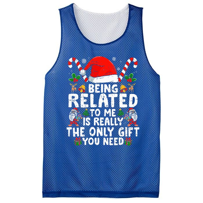 Being Related To Me Funny Christmas Family Xmas Pajamas  Mesh Reversible Basketball Jersey Tank