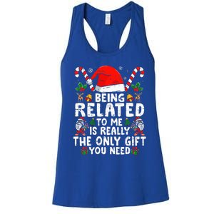 Being Related To Me Funny Christmas Family Xmas Pajamas  Women's Racerback Tank