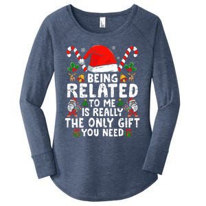 Being Related To Me Funny Christmas Family Xmas Pajamas  Women's Perfect Tri Tunic Long Sleeve Shirt