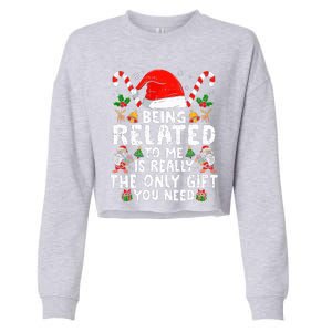 Being Related To Me Funny Christmas Family Xmas Pajamas  Cropped Pullover Crew