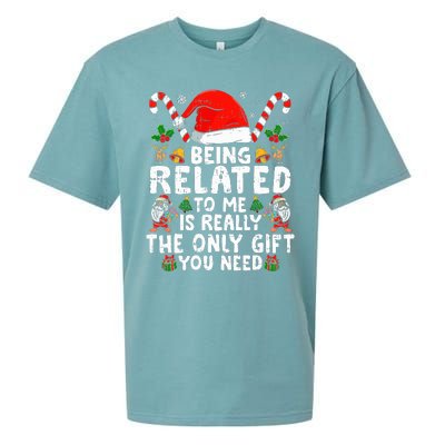 Being Related To Me Funny Christmas Family Xmas Pajamas  Sueded Cloud Jersey T-Shirt