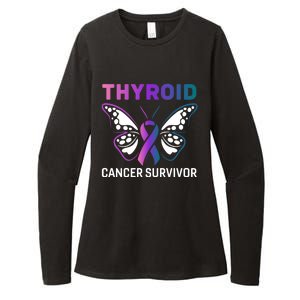 Butterfly Ribbon Thyroid Cancer Survivor Cool Gift Womens CVC Long Sleeve Shirt