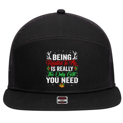 Being Related To Me Funny Christmas Cool Gift Family Gift 7 Panel Mesh Trucker Snapback Hat