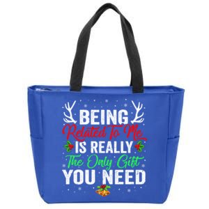 Being Related To Me Funny Christmas Cool Gift Family Gift Zip Tote Bag