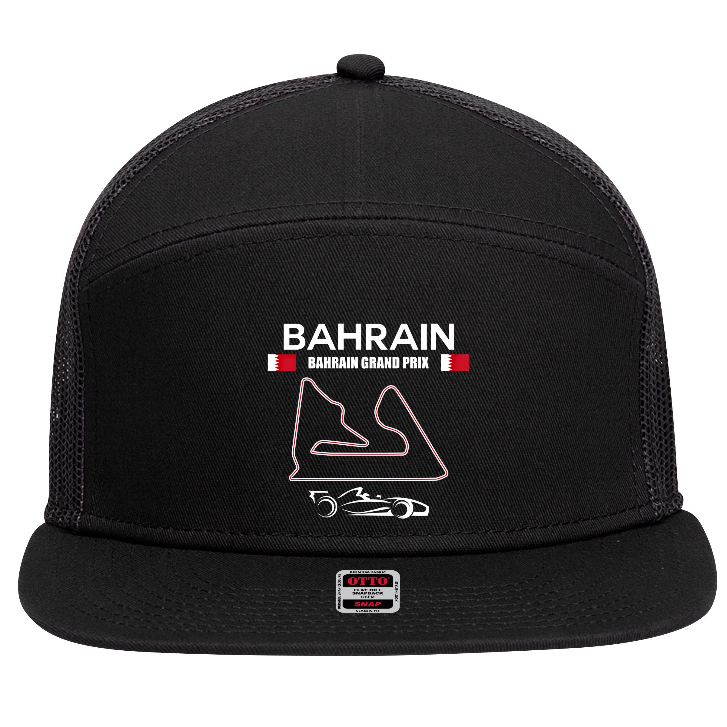 Bahrain Race Track Formula Racing Car Bahrain Cool Gift 7 Panel Mesh Trucker Snapback Hat