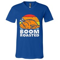 Boom Roasted Turkey Sunset Retro Thanksgiving V-Neck T-Shirt