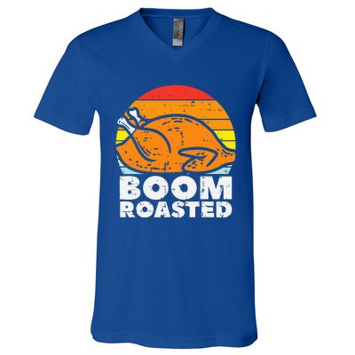 Boom Roasted Turkey Sunset Retro Thanksgiving V-Neck T-Shirt