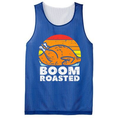 Boom Roasted Turkey Sunset Retro Thanksgiving Mesh Reversible Basketball Jersey Tank