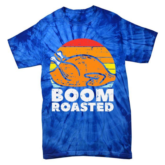 Boom Roasted Turkey Sunset Retro Thanksgiving Tie-Dye T-Shirt