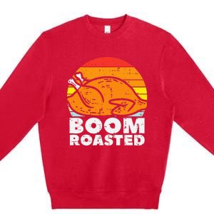 Boom Roasted Turkey Sunset Retro Thanksgiving Premium Crewneck Sweatshirt