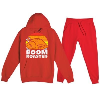 Boom Roasted Turkey Sunset Retro Thanksgiving Premium Hooded Sweatsuit Set