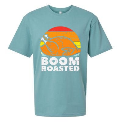 Boom Roasted Turkey Sunset Retro Thanksgiving Sueded Cloud Jersey T-Shirt