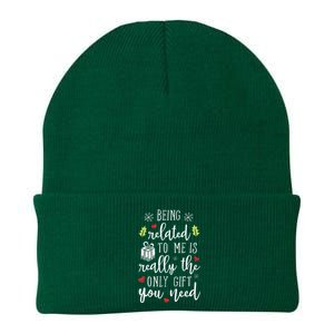 Being Related To Me Funny Christmas Family Xmas Pajamas Knit Cap Winter Beanie