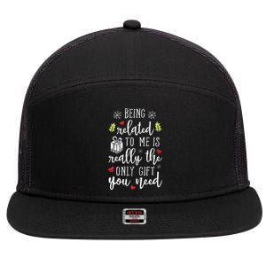 Being Related To Me Funny Christmas Family Xmas Pajamas 7 Panel Mesh Trucker Snapback Hat