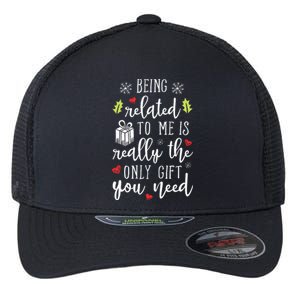 Being Related To Me Funny Christmas Family Xmas Pajamas Flexfit Unipanel Trucker Cap