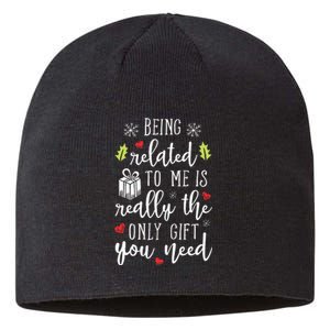 Being Related To Me Funny Christmas Family Xmas Pajamas Sustainable Beanie