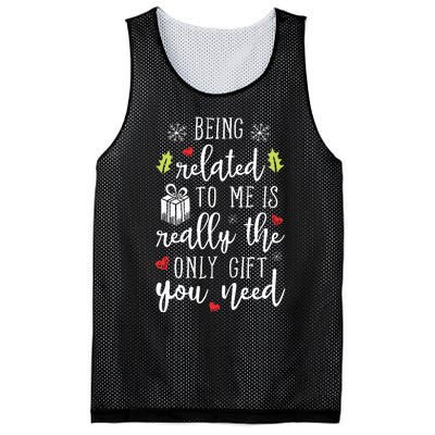 Being Related To Me Funny Christmas Family Xmas Pajamas Mesh Reversible Basketball Jersey Tank