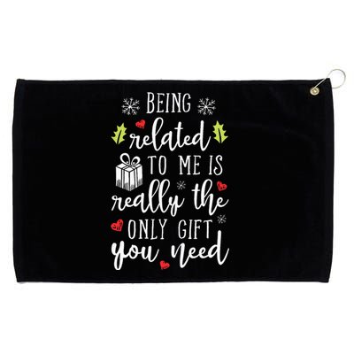 Being Related To Me Funny Christmas Family Xmas Pajamas Grommeted Golf Towel