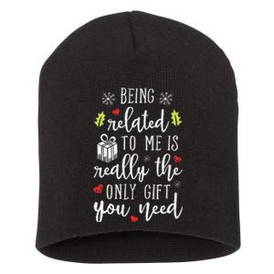 Being Related To Me Funny Christmas Family Xmas Pajamas Short Acrylic Beanie