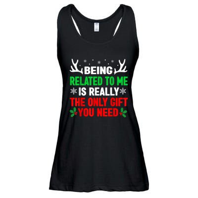 Being Related To Me Funny Christmas Shirts   Family Ladies Essential Flowy Tank