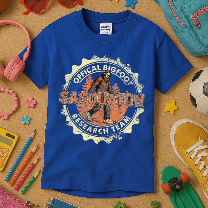 Bigfoot Research Team Vintage Sasquatch Kids T-Shirt
