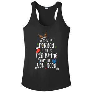 Being Related To Me Funny Xmas Christmas Quote Lettering Meaningful Gift Ladies PosiCharge Competitor Racerback Tank