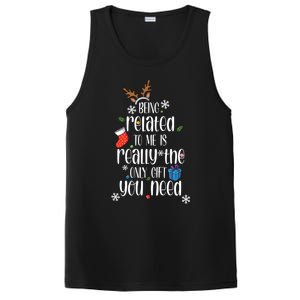 Being Related To Me Funny Xmas Christmas Quote Lettering Meaningful Gift PosiCharge Competitor Tank