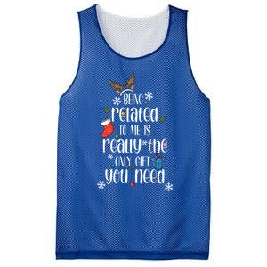 Being Related To Me Funny Xmas Christmas Quote Lettering Meaningful Gift Mesh Reversible Basketball Jersey Tank